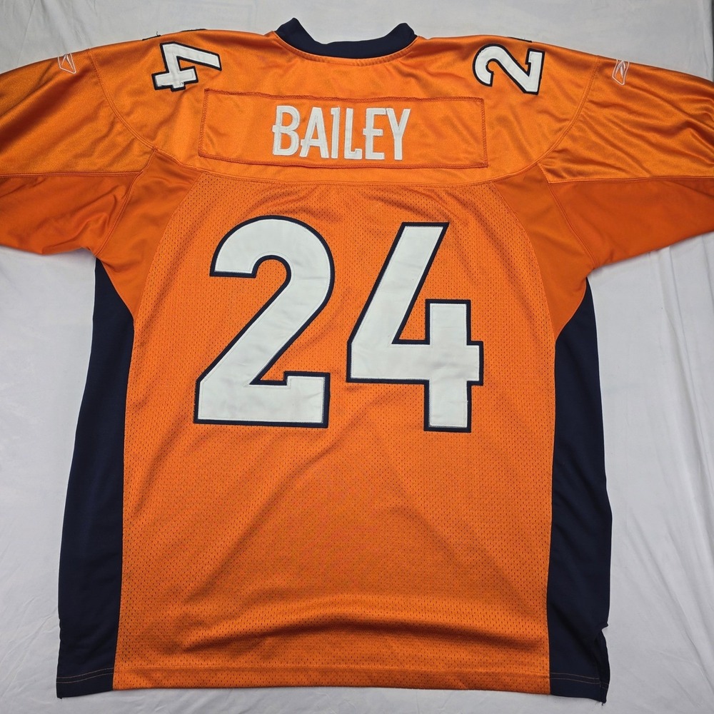 Denver Broncos Vintage Champ Bailey 24 Reebok NFL Football Jersey Orange Size 54
